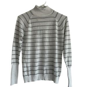 NWT Chaser sweater Women's Size S pullover mock turtleneck gray stripe